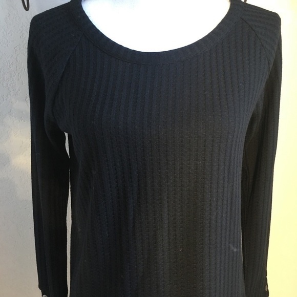 Chaser Waffle Thermal Knit Blouse Button Cuffs - Picture 2 of 4